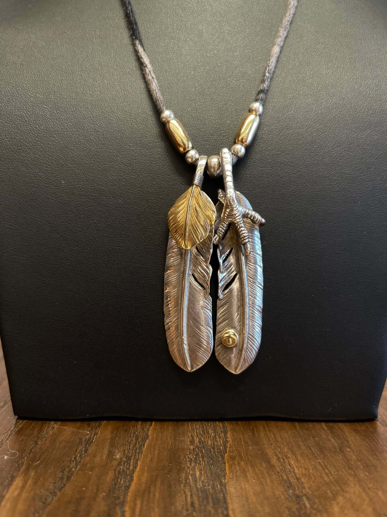 Goros Double Feather Setup With All Gold Pipe Beads