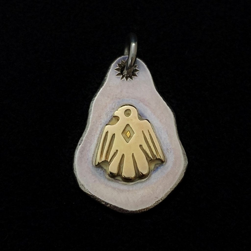Metal Pendant with Eagle Stamp - Silver and Gold | Goros Authorized Dealer