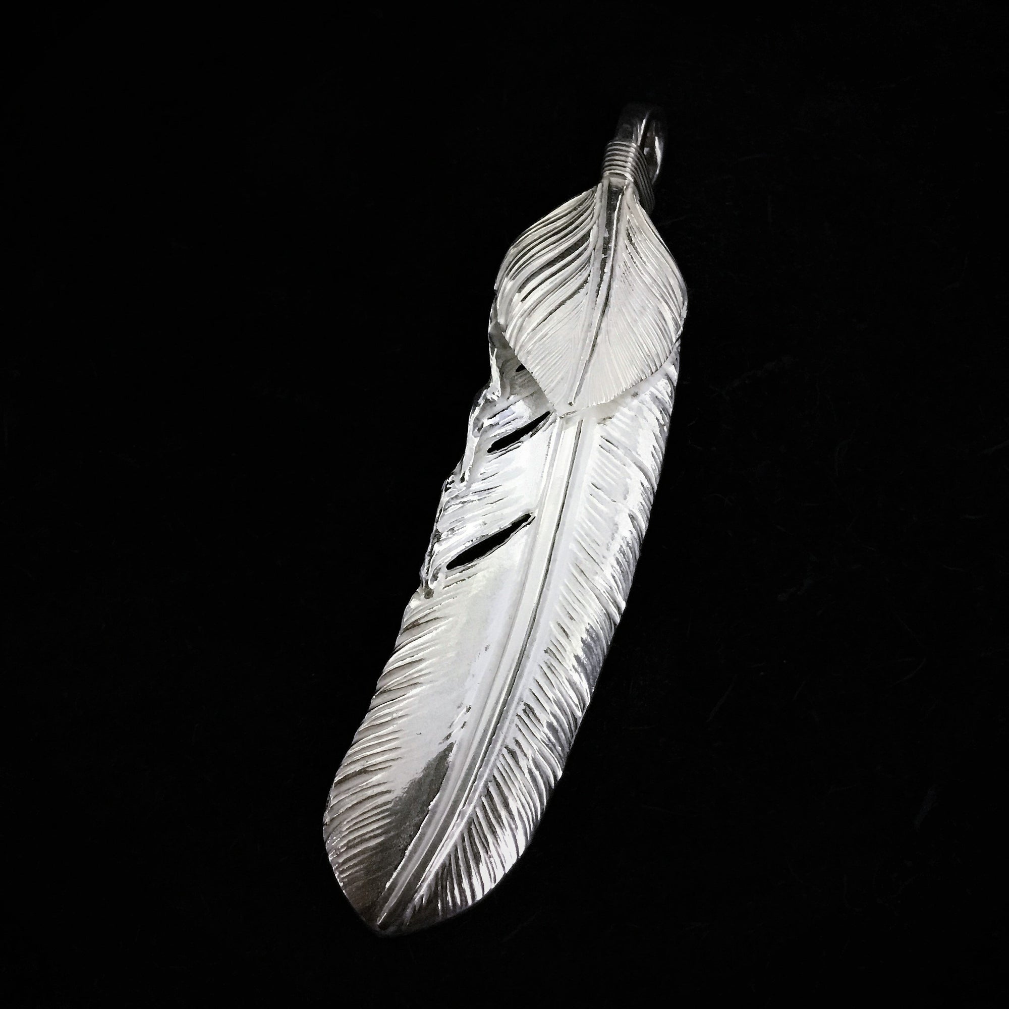 Oversized Silver Feather - Facing Right | Goros Authorized Dealer