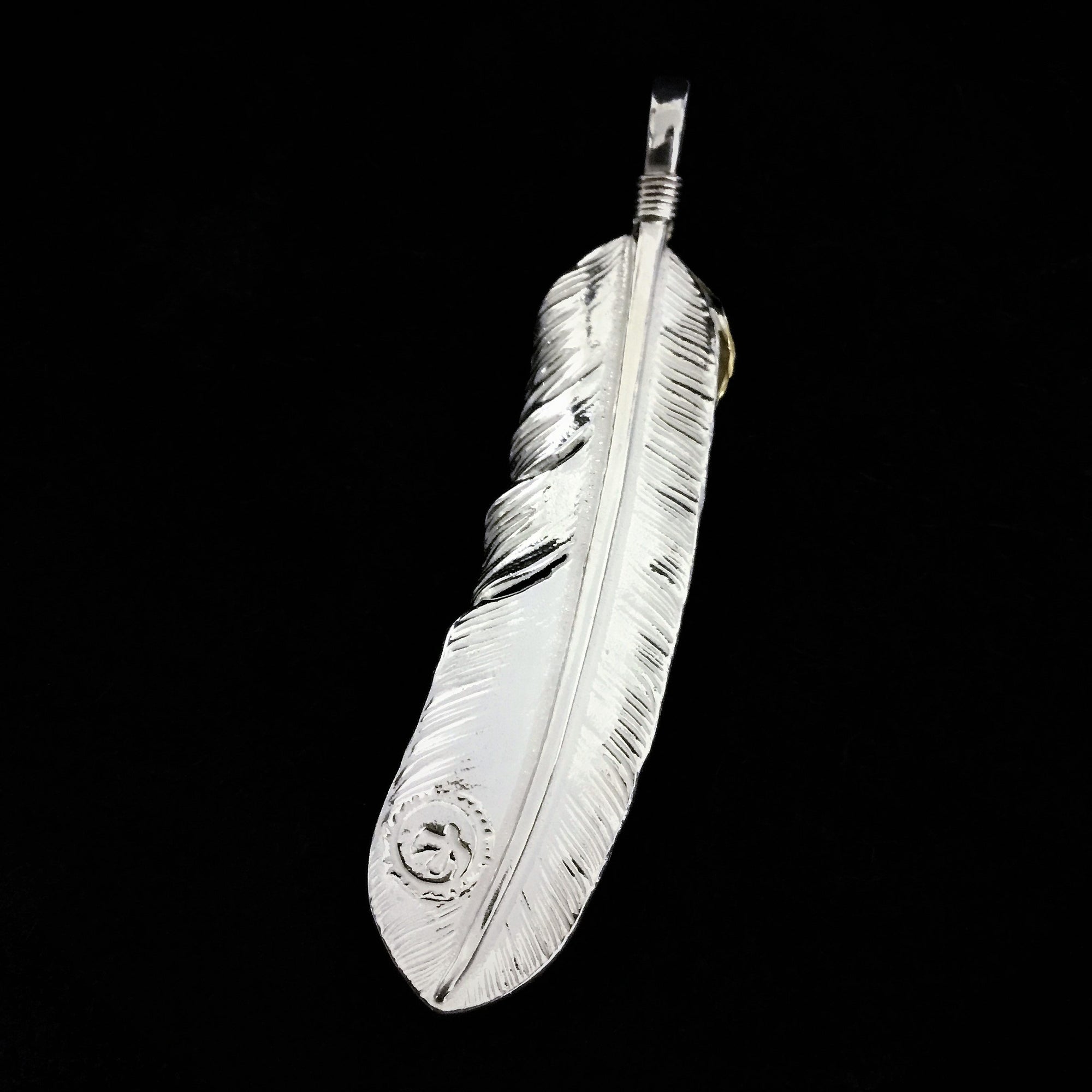 Oversized Silver and Gold Feather - Facing left | Goro&#39;s Native Feather Authorized Dealer