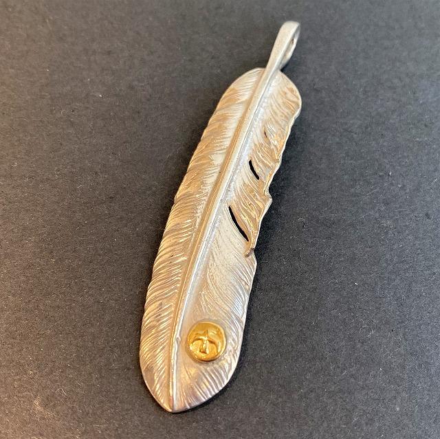 Goros XL Silver and Gold Feather with Metal - Facing Left | Goros Authorized Dealer