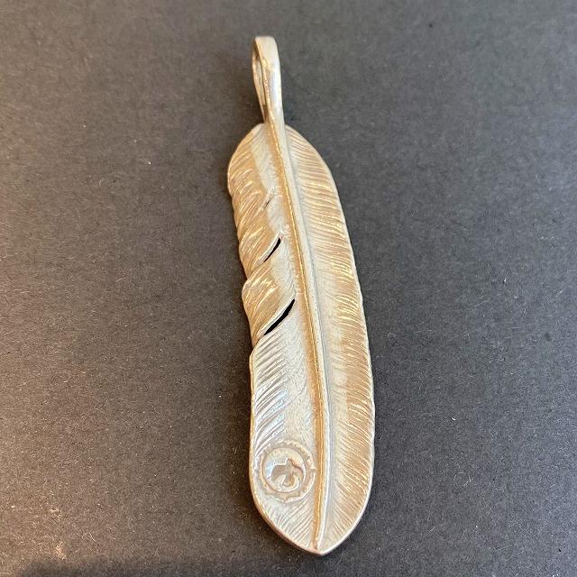 Oversized Silver and Gold Feather with Metal - Facing Left | Goros Feather Authorized Dealer