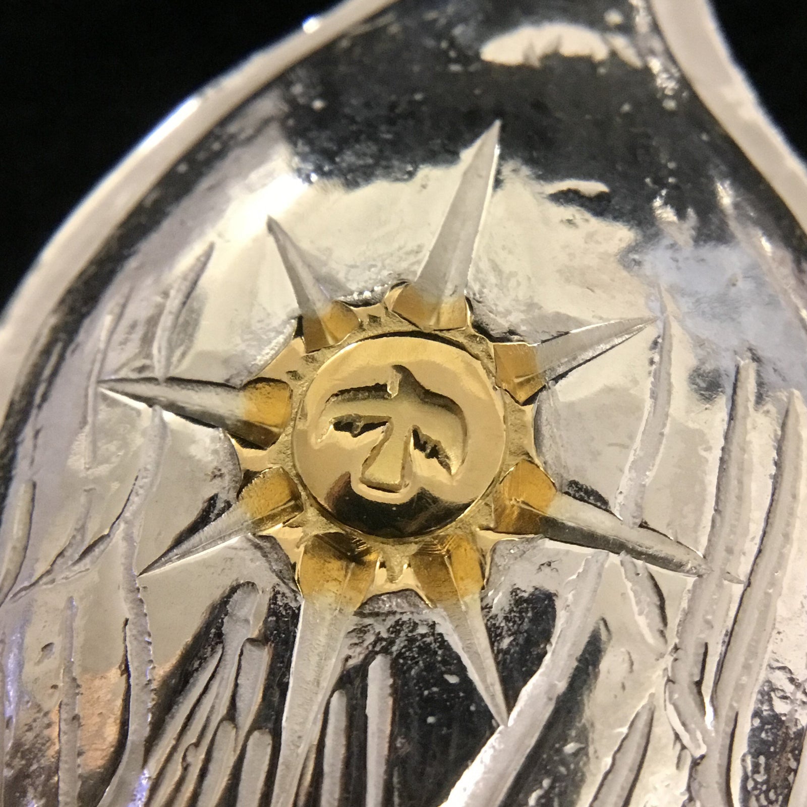 Spoon Pendant with 18K Gold | Goro&#39;s Native Feather Authorized Dealer