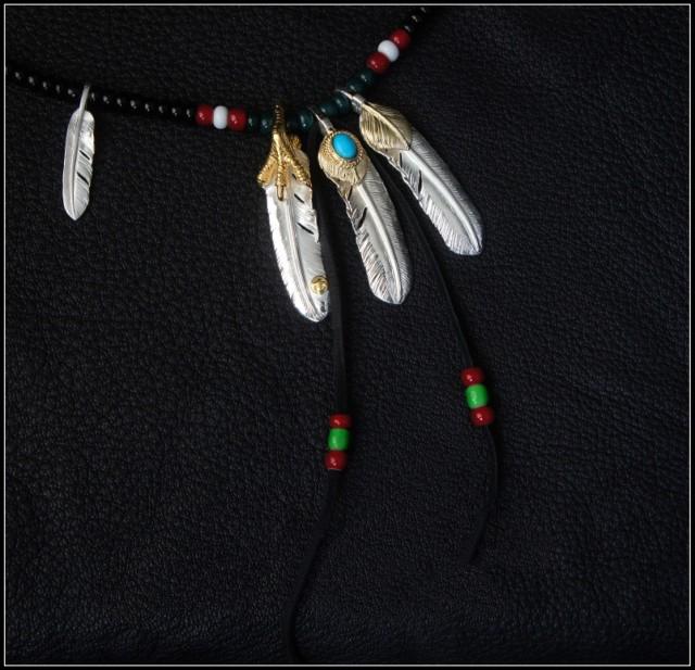 Triple Silver, Gold and Turquoise Feather Setup | Goros Authorized Dealer