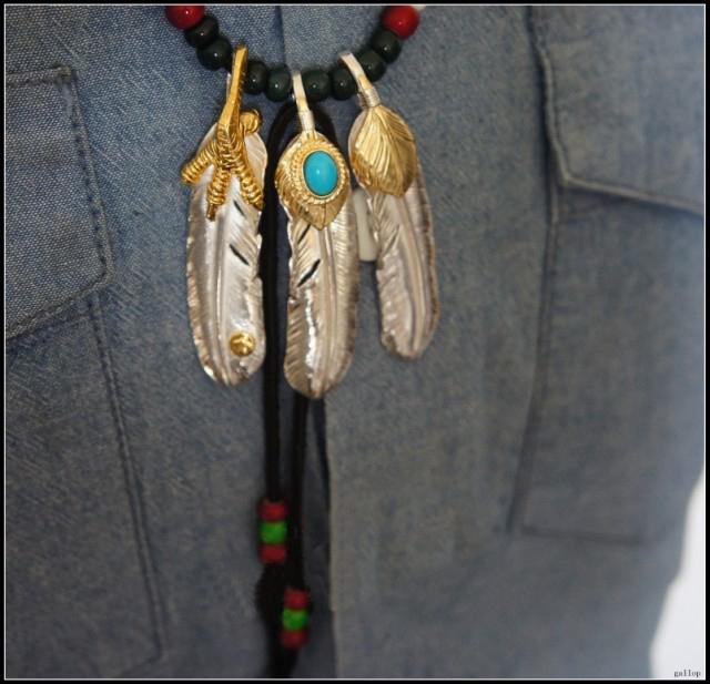 Triple Silver, Gold and Turquoise Feather Setup | Goro&#39;s Jewelry Authorized Dealer