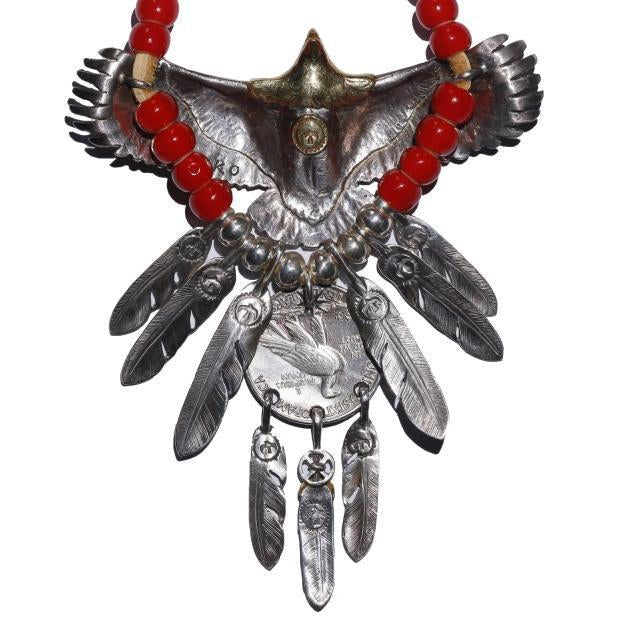 Goros Eagle + Feather + Red Beads - Native Feather | 日本のGoro's 