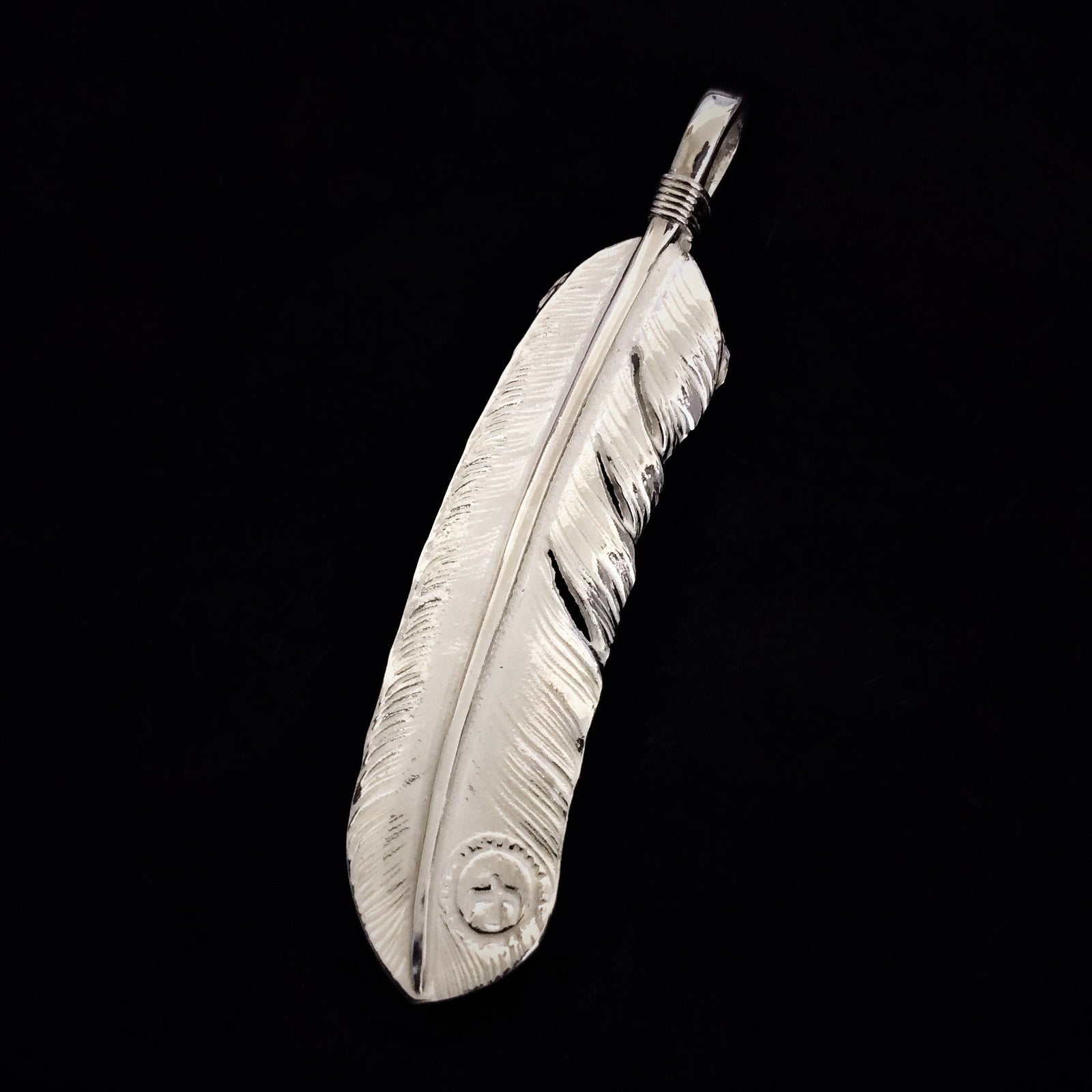 Turquoise Feather Silver Rope - Facing Right | Goros Feather Authorized Dealer