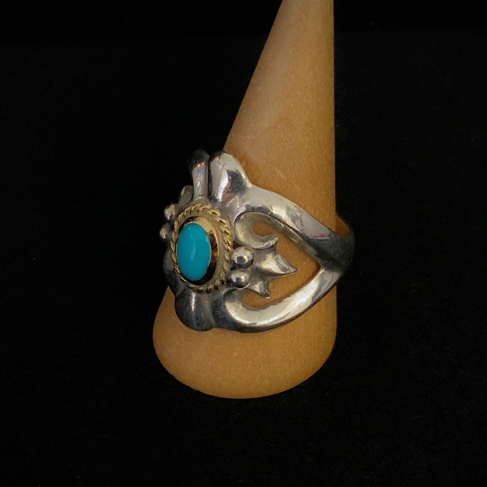 Turquoise - Cast Ring with Gold Rope | Goro&#39;s Authorized Dealer