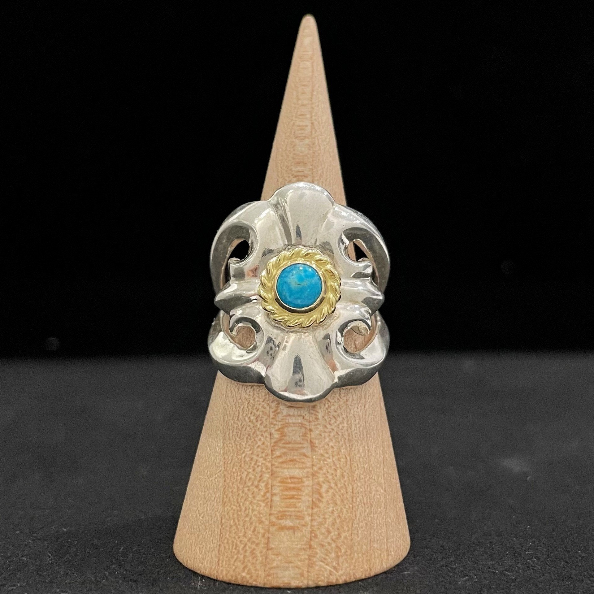 Turquoise - Cast Ring with Gold Rope | Goros Authorized Dealer