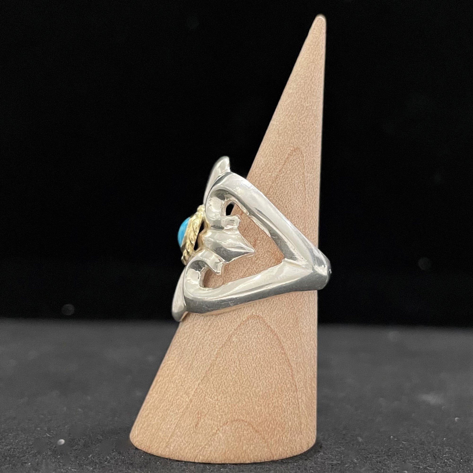 Turquoise - Cast Ring with Gold Rope | Goro&#39;s Jewelry Authorized Dealer