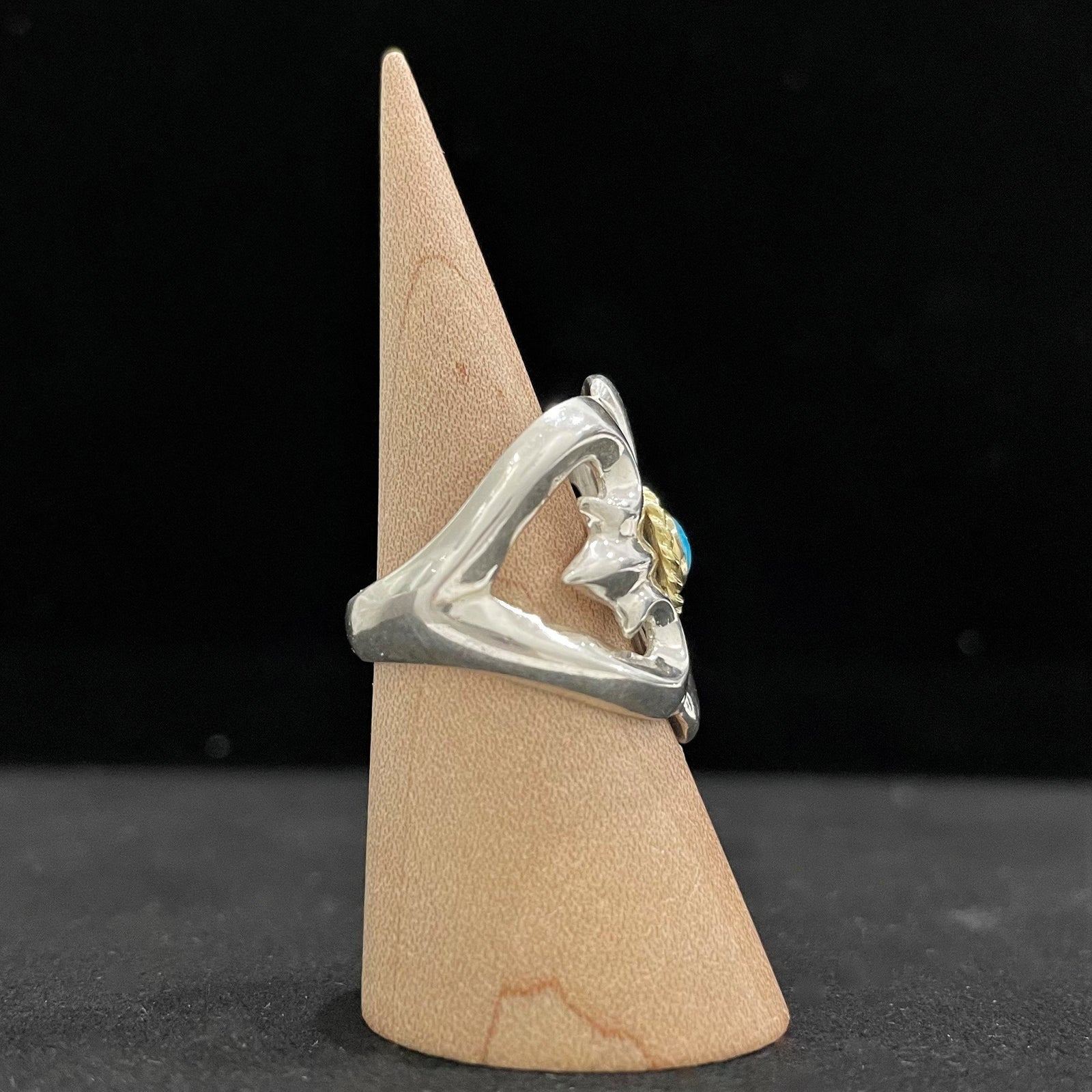 Turquoise - Cast Ring with Gold Rope | Goro&#39;s Authorized Dealer