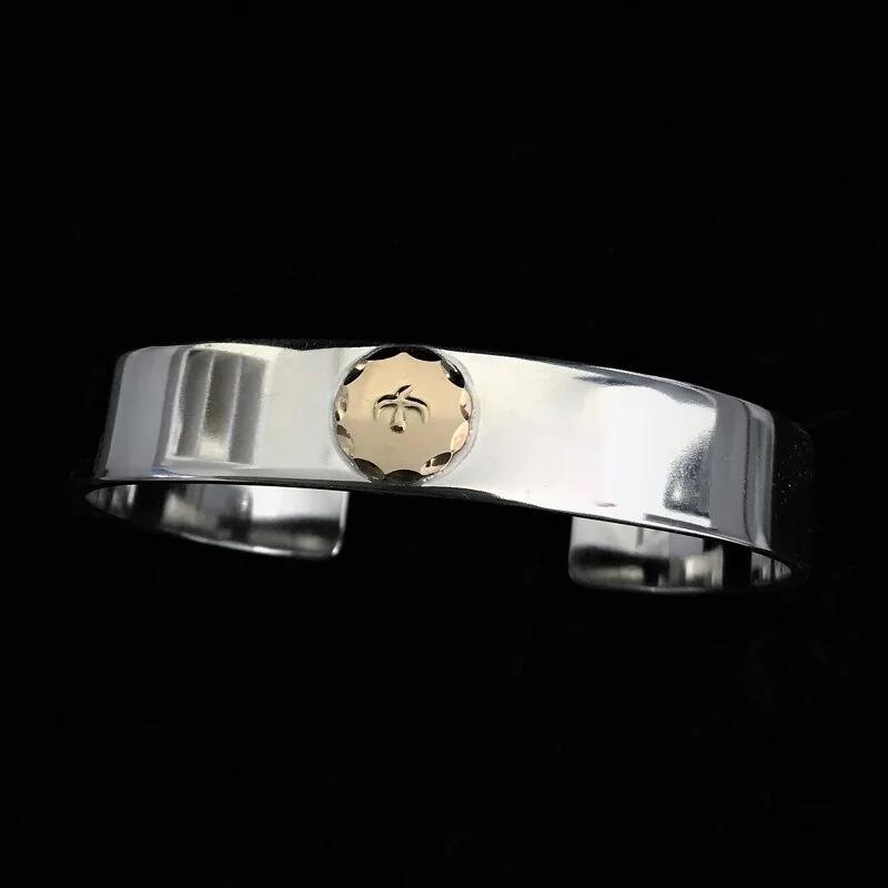 Bracelet with Flattened Design - Silver and Gold | Goros Authorized Dealer
