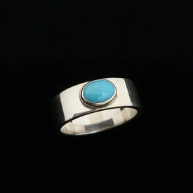 Goros Flattened Turquoise Ring - Silver And Blue