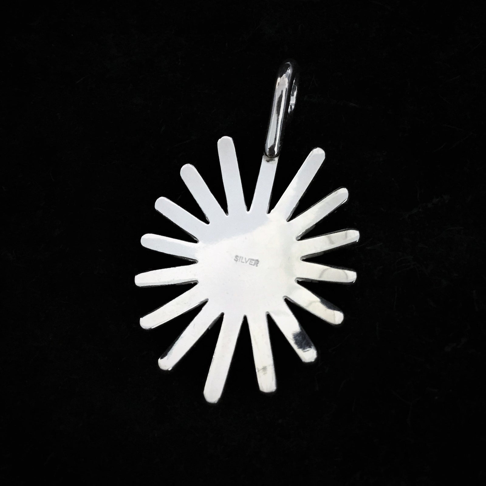 Sea Urchin Pendant With Silver Rope Turquois-Large | Goros Feather Authorized Dealer