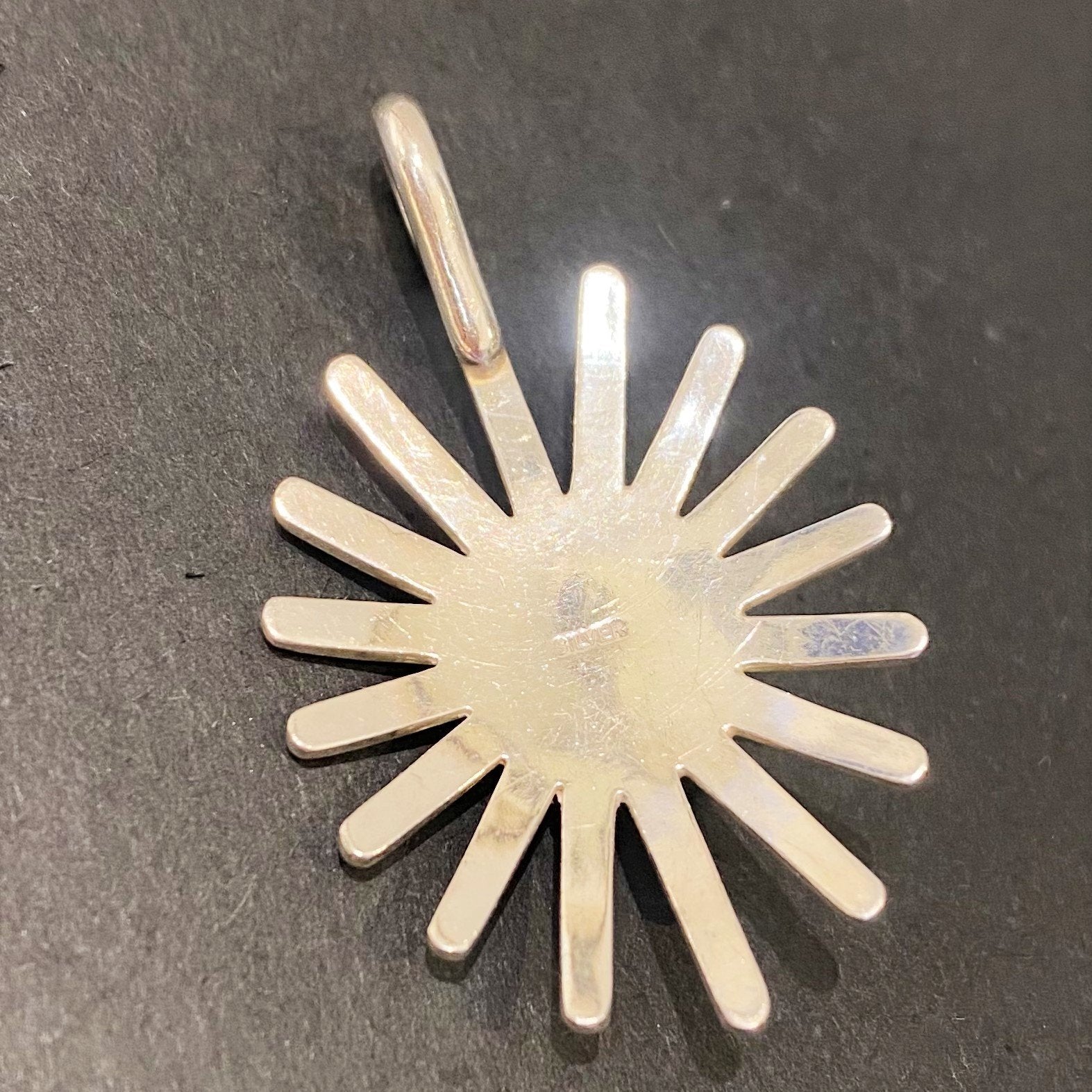 Sea Urchin Pendant With Silver Rope Turquoise-Large | Goros Feather Authorized Dealer