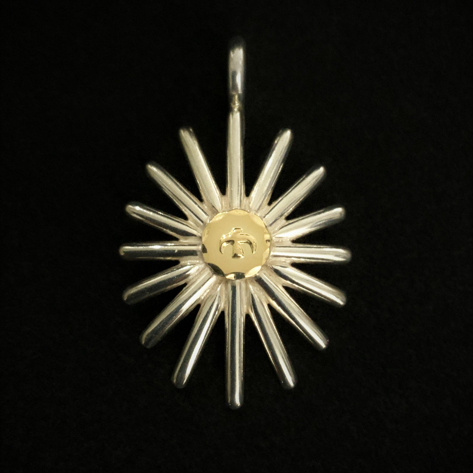 Sea Urchin Pendant With Silver Rope Turquois-Large | Goro&#39;s Jewelry Feather Authorized Dealer