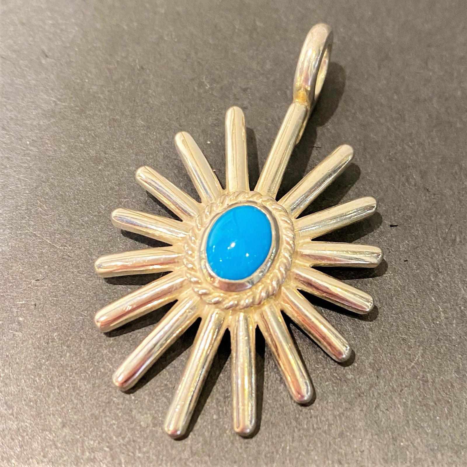 Sea Urchin Pendant With Silver Rope Turquoise-Large | Goros Authorized Dealer