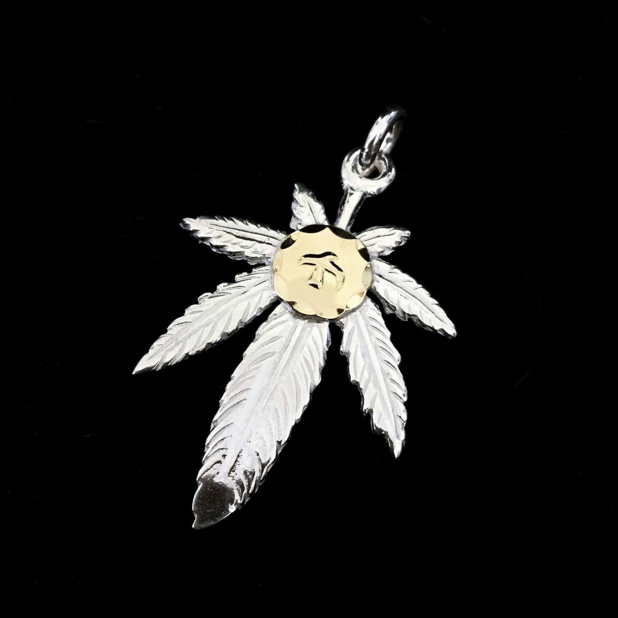Silver Grass Pendant with K18 Gold-Large  | Goros Authorized Dealer