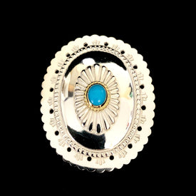 Goros Flower Concho With Gold Rope Turquoise - Large