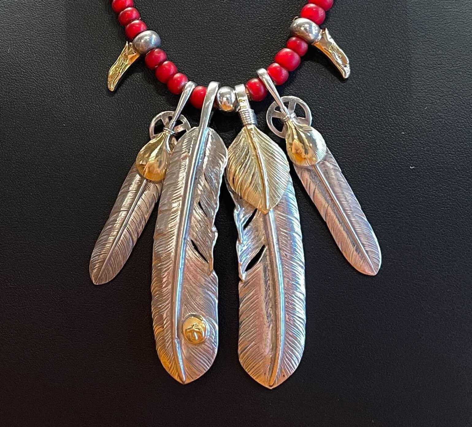Goros Feather Setup With Red Beads